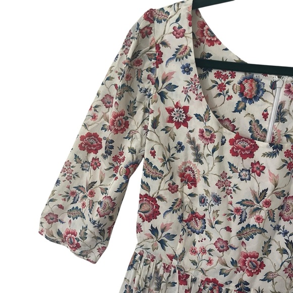 Coco Shop 100% cotton floral cottagecore bohemian 3/4 sleeve maxi dress medium - Picture 3 of 7